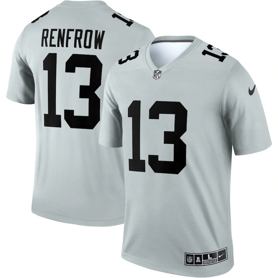 Men Oakland Raiders 13 Hunter Renfrow Nike Grey Silver Inverted Legend NFL Jersey